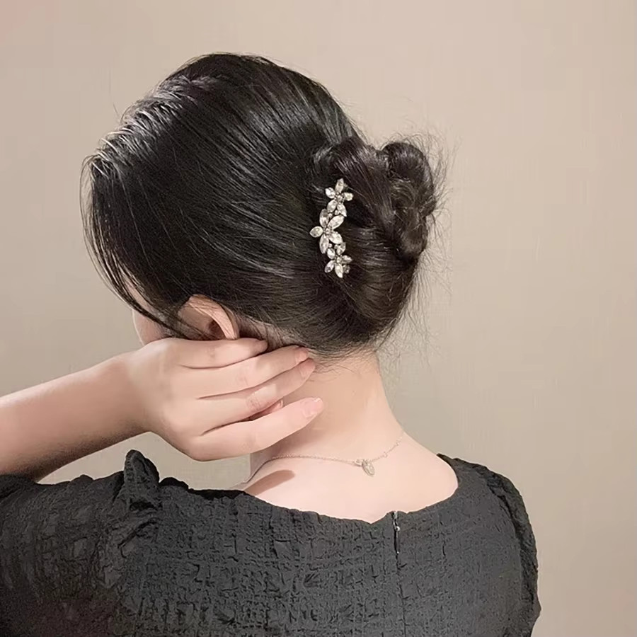 HIYAYZ Haarnadel, Schwarze Kristallblumen, Metall, Damen - Bild 2