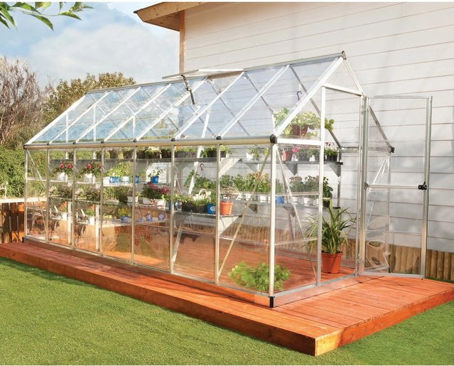 Palram Canopia Gewächshaus Silber mit Fundamentrahmen und Polycarbonat-Dach für die Pflanzenzucht im Garten - Bild 1