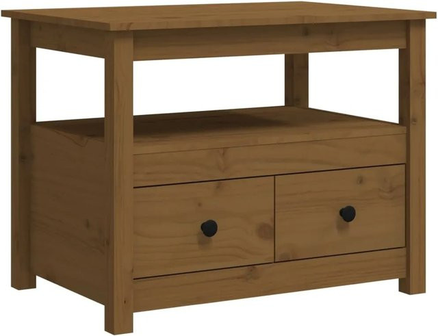 vidaXL Couchtisch aus massivem Kiefernholz in Braun, rustikales Design, B/T/H: 71 x 49 x 55 cm - Bild 1
