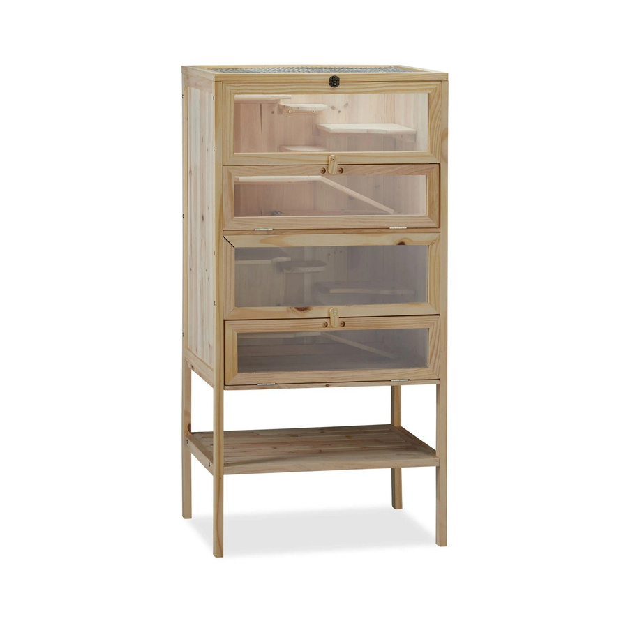Relaxdays Hamsterkäfig aus Holz mit Sichtfenstern in Braun, B/T/H: 120 x 60 x 40 cm - Bild 2