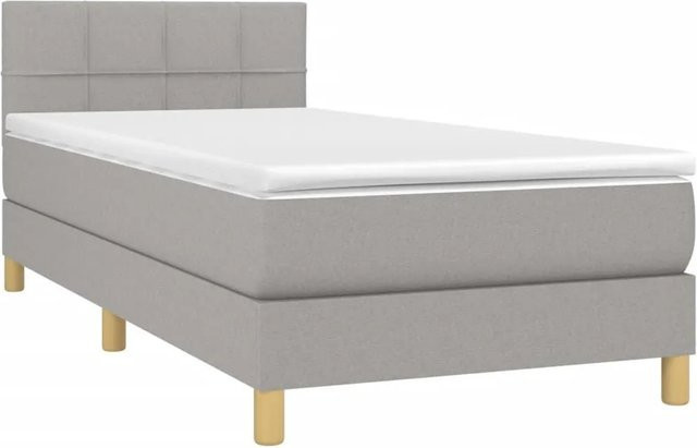 vidaXL Boxspringbett mit Matratze in Hellgrau und Weiß, Hybridbett mit LED-Unterbettbeleuchtung und USB-Ladeport, B/T/H: 80 x 200 x 103 cm - Bild 1