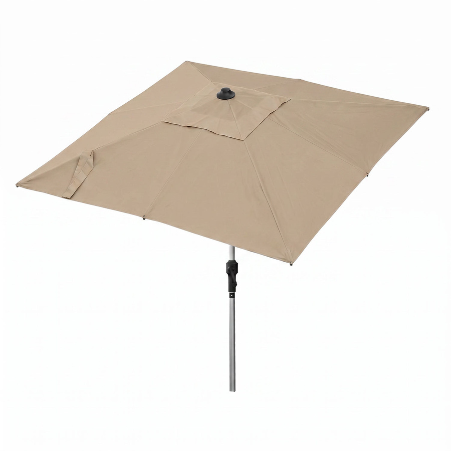 anndora Balkonsonnenschirm quadratisch beige mit Kurbel und UPF 50+ aus Polyester und Aluminium, B/T: 200 x 200 cm, Höhe: 235 cm - Bild 1