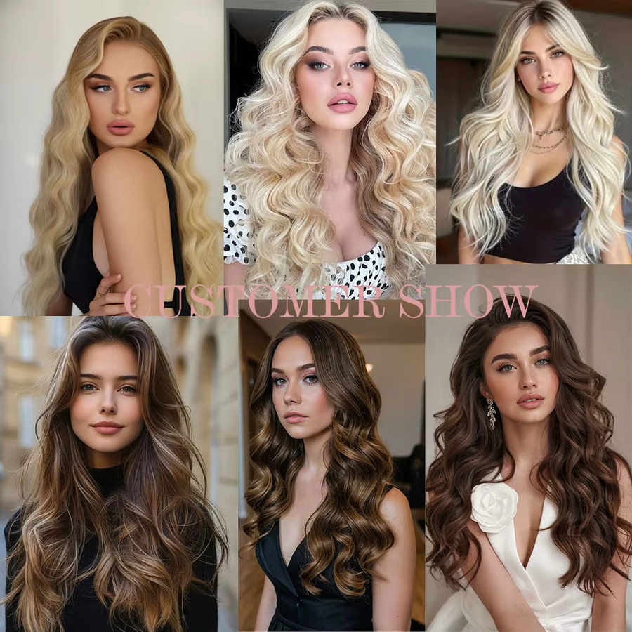 Lovevol Clip-in-Haarverlängerungen, Braune Natürliche Wellen, 100 % Echthaar, 7 Stück, 120 g - Bild 6