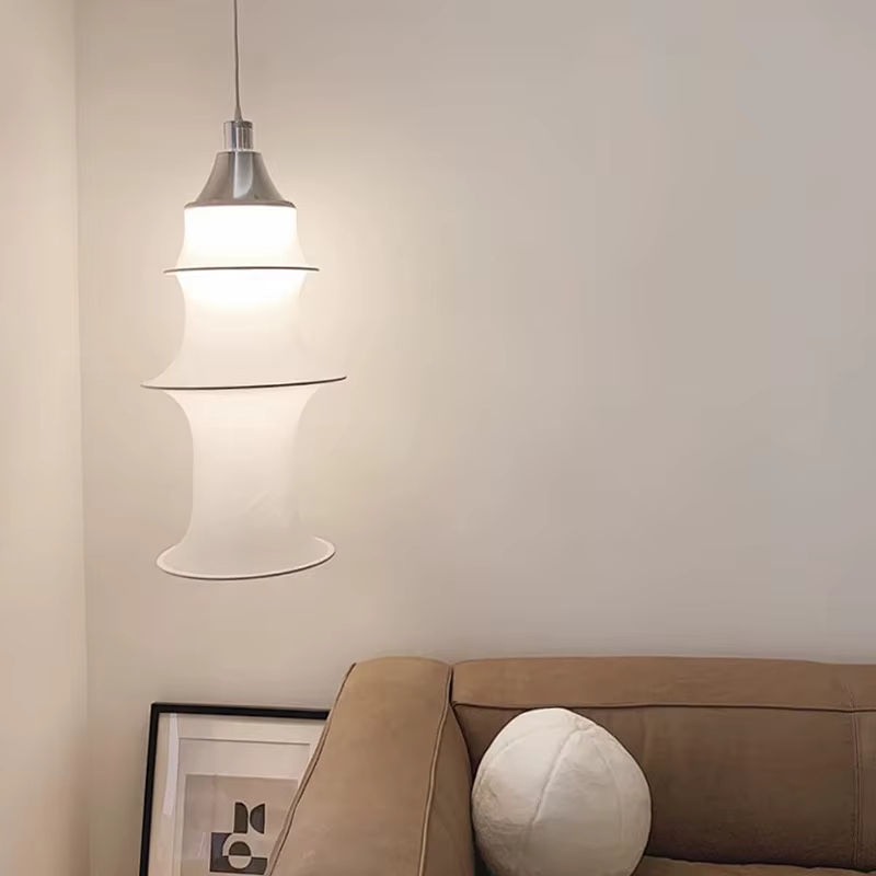 HomeLover Falkland Pendelleuchte im Wabi Sabi Design aus weißer Seide für Wohnzimmer, Esszimmer und Loft - Bild 4