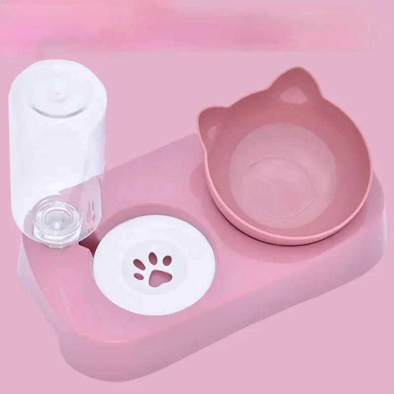 Automatischer Futterautomat und Wasserbrunnen für Hunde und Katzen von Yiran Furniture mit erhöhtem Ständer aus Kunststoff - Bild 1