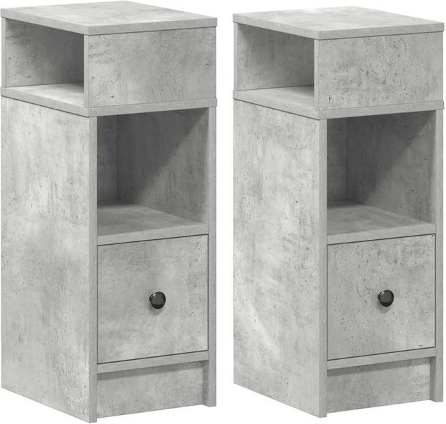 vidaXL Nachttische 2er Set mit Schublade in Betongrau, H x B x T: 66 x 25 x 31 cm - Bild 1