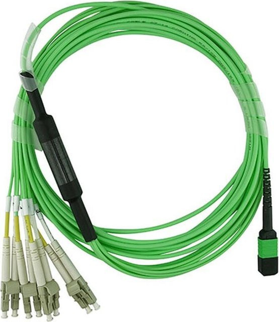 BlueOptics LWL Breakout Kabel MPO/UPC auf 4x Duplex LC/UPC, Multimode OM5 G50/125µm, 8 Kerne, Farbe: Limettengrün, Länge: 1 Meter - Bild 1