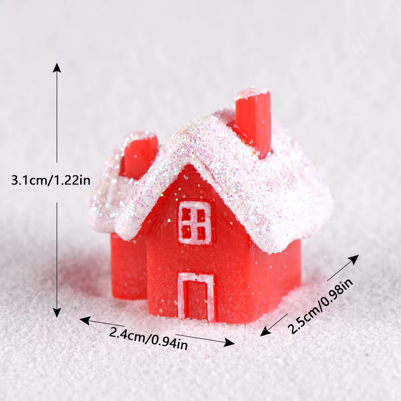 CYZIWEIN Weihnachts-Mini-Haus Ornamente in Rot für die Tischdekoration zur Weihnachtszeit und zum Neujahr - Bild 3