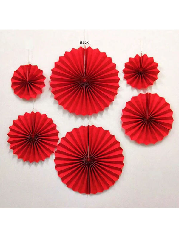 6er Set Hängende Papierblumen in Rot und Gold für Hochzeiten, Geburtstage und Weihnachtsdekoration - Bild 6