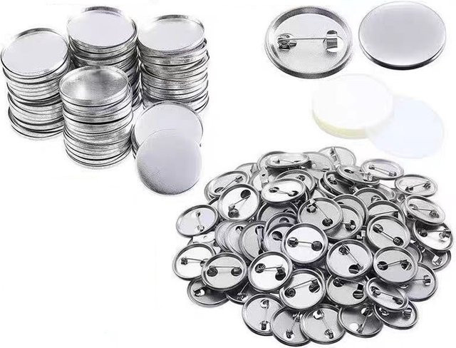 100 Sets Blanko Anstecknadeln aus Metall in Silber für die DIY Button-Badge Herstellung, Durchmesser: 25 mm - Bild 1