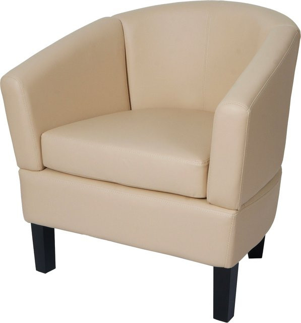 Lounge-Sessel MCW-O17 Clubsessel aus Kunstleder in Creme/Beige mit Armlehnen - Bild 1