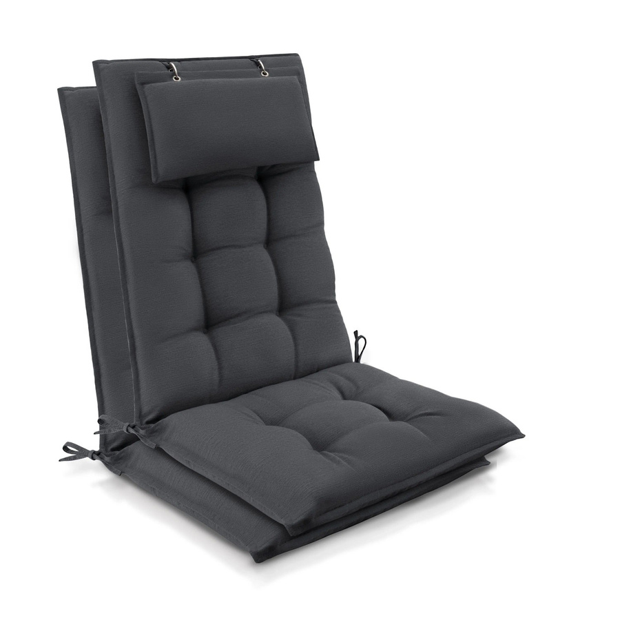 Beautissu 2er Set Sun-HL Hochlehner Auflage Anthrazit B: 120 cm, T: 50 cm, H: 8 cm - Bild 2
