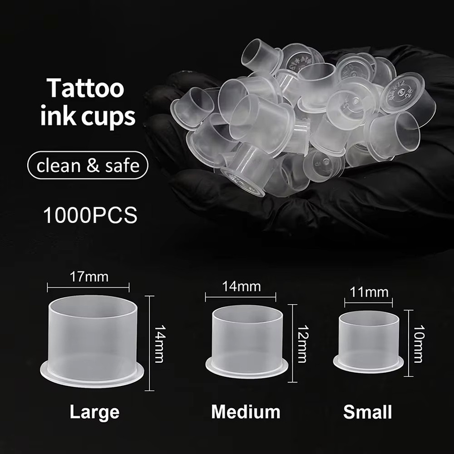 Usiriy Tattoo-Tintenbecher, Einweg-Kunststoff-Standbecher, transparent - Bild 2