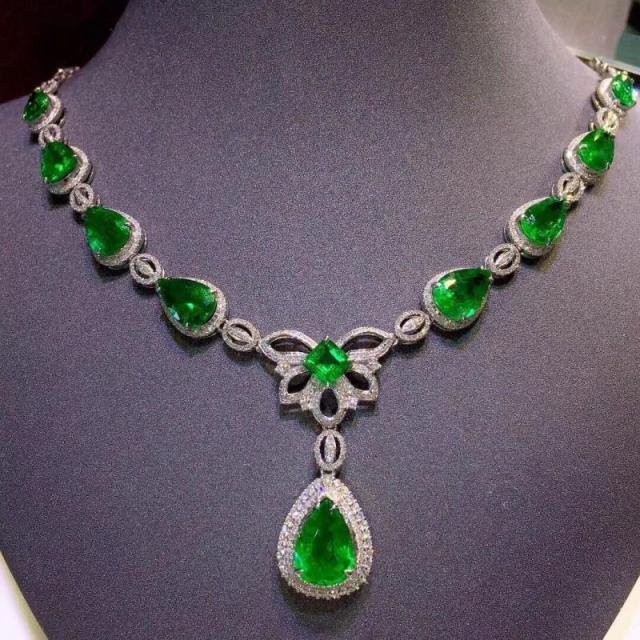 Green Harvest Anhänger Halskette, Smaragd, 925 Sterling Silber, 45cm, Unisex - Bild 1