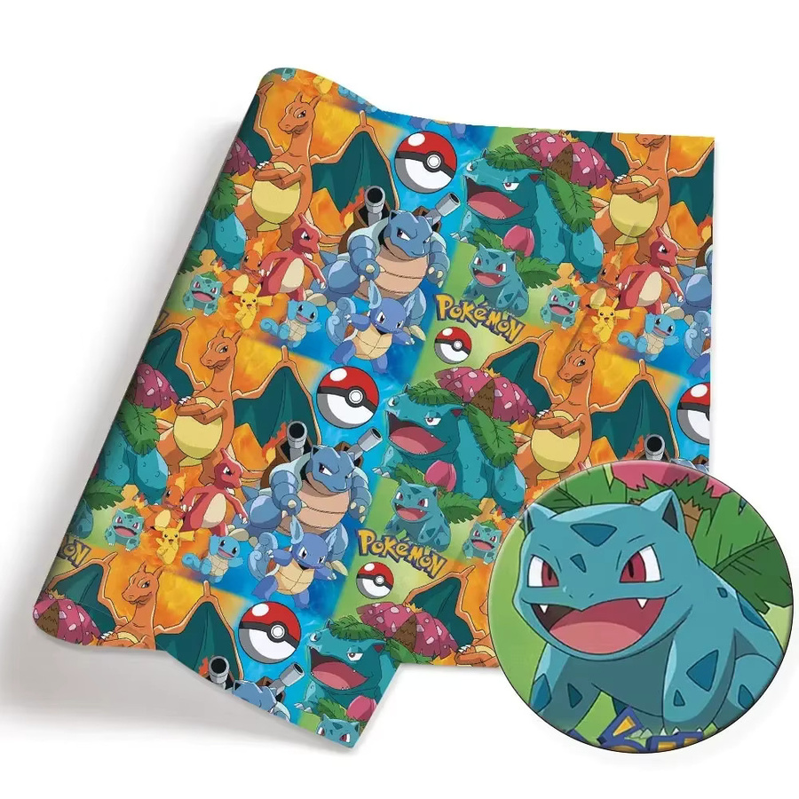 Pokemon Cartoon Patchwork-Stoff von TAKARA TOMY für Quilting und Babykleidung, Mehrfarbig, Breite: 140 cm, Länge: 50 cm - Bild 2