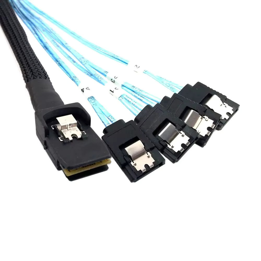 KZHITE Mini SAS 36p SFF 8087 auf 4 SATA3 6G RAID Controller Karte mit Server Kabel in Schwarz und Blau - Bild 2