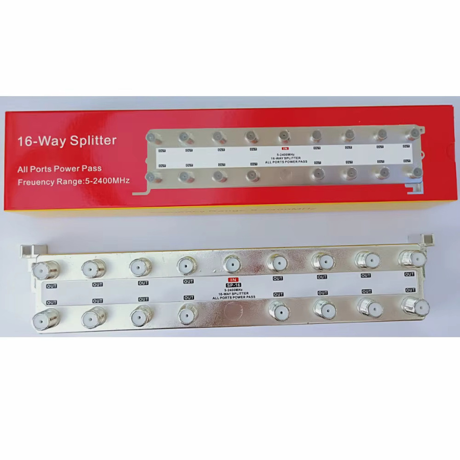 TV Splitter Signal Booster 5-2400 MHz für Kabel, Satellit und RF Signal Verteilung in Silber und Weiß - Bild 2