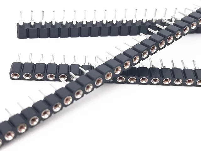 E-SIMPO 20 Stück Pin Header Einreihig 2,54mm 0,1 Zoll Männlich und Weiblich Zinn Gold Schwarz für PCB IC Kristalltransistor - Bild 1