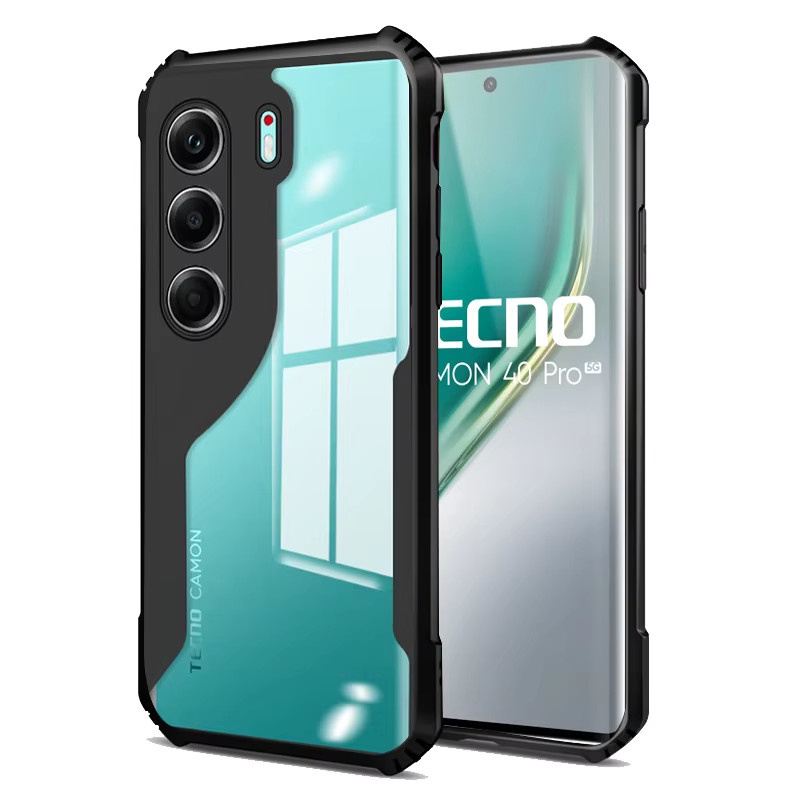 Stoßfeste Hybrid-Handyhülle aus Acryl und TPU für Tecno Camon 40 Pro 5G und 4G in Transparent - Bild 3