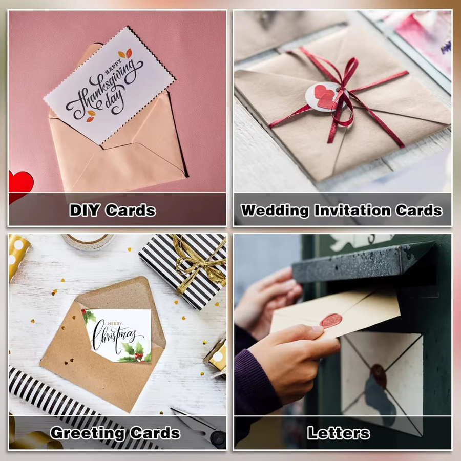50er-Pack Vintage Kraft-Umschläge C6 in Braun mit Selbstklebeverschluss für Hochzeiten und Einladungen, Breite: 11,4 cm, Höhe: 16,2 cm - Bild 3