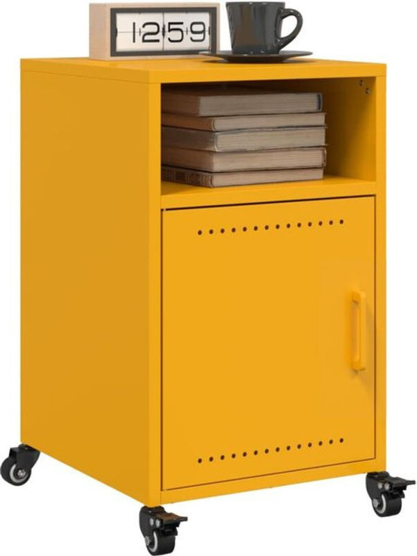 Set aus 2 Nachttischen von vidaxl in Gelb aus Stahl im Industrial Design, B/T/H: 36 x 39 x 59 cm - Bild 1