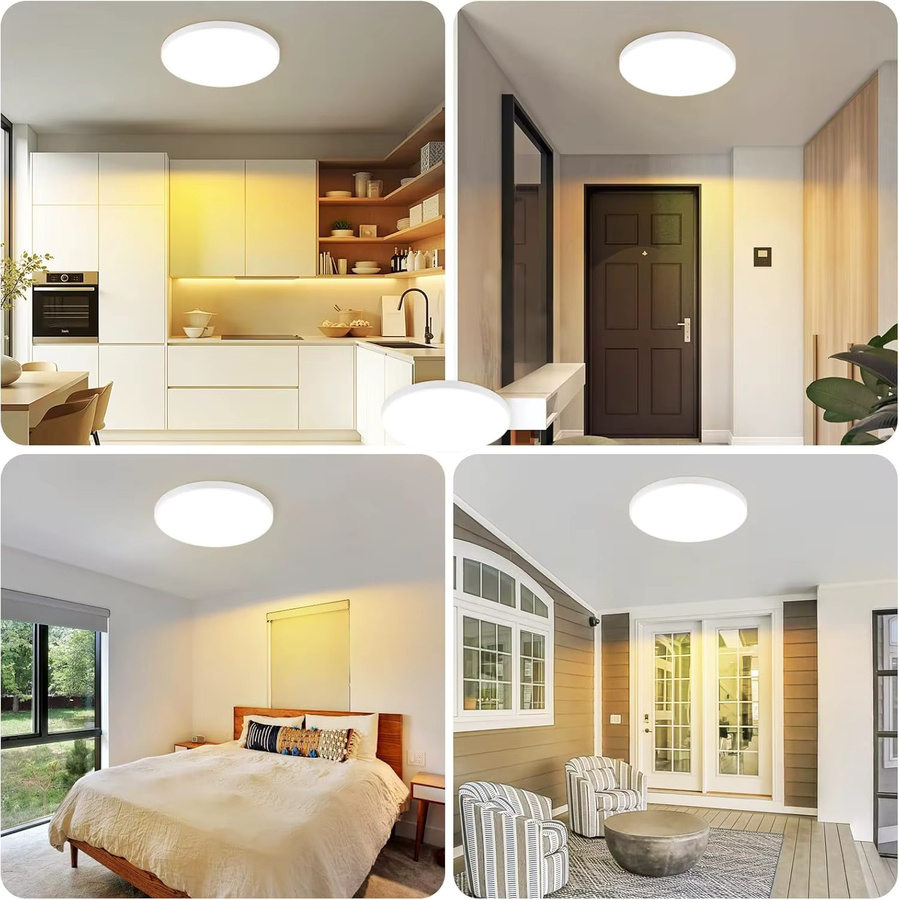 Cliheet Weiße LED-Deckenleuchte, rund, 12 W, 3000 K, IP44 wasserdicht, Durchmesser: 21 cm - Bild 3