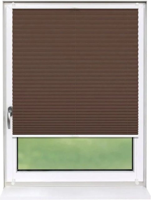 Deco-Raum Plissee Basic Klemmfix Braun Blickdicht B: 110 cm, H: 150 cm - Bild 1