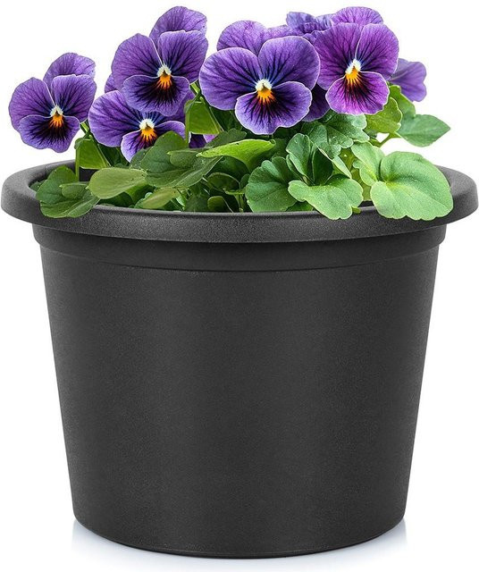 Runder Gartentopf aus Kunststoff von SuperMerchantEU in Schwarz, Durchmesser: 23 cm - Bild 1