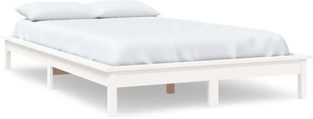 vidaXL Massivholzbett aus Kiefernholz in Weiß mit rustikaler Optik, B/T/H: 160 x 200 cm - Bild 1