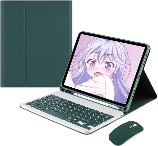 Bluetooth Tastaturhülle und kabellose Maus Set für Apple iPad Pro 11 Zoll 2021, Grau - Bild 1