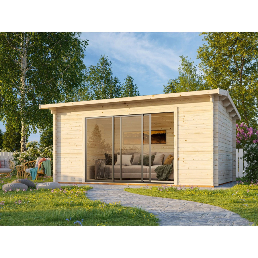 Palmako Gartenhaus Ines Slide aus Fichtenholz in Braun, B/H/T: 480 x 250 x 300 cm - Bild 2