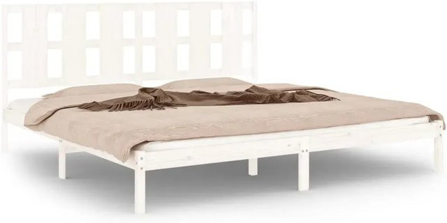 vidaXL Massivholzbett aus Kiefernholz in Weiß, B/T/H: 180 x 200 x 185,5 cm - Bild 1