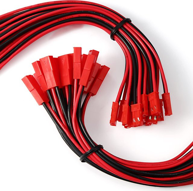 ELEABC 10 Paar JST 2-Pin Steckverbinder 20 AWG Kabel in Rot für LED-Lichtstreifen, Fernbedienungen und Spielzeugbatterien - Bild 1