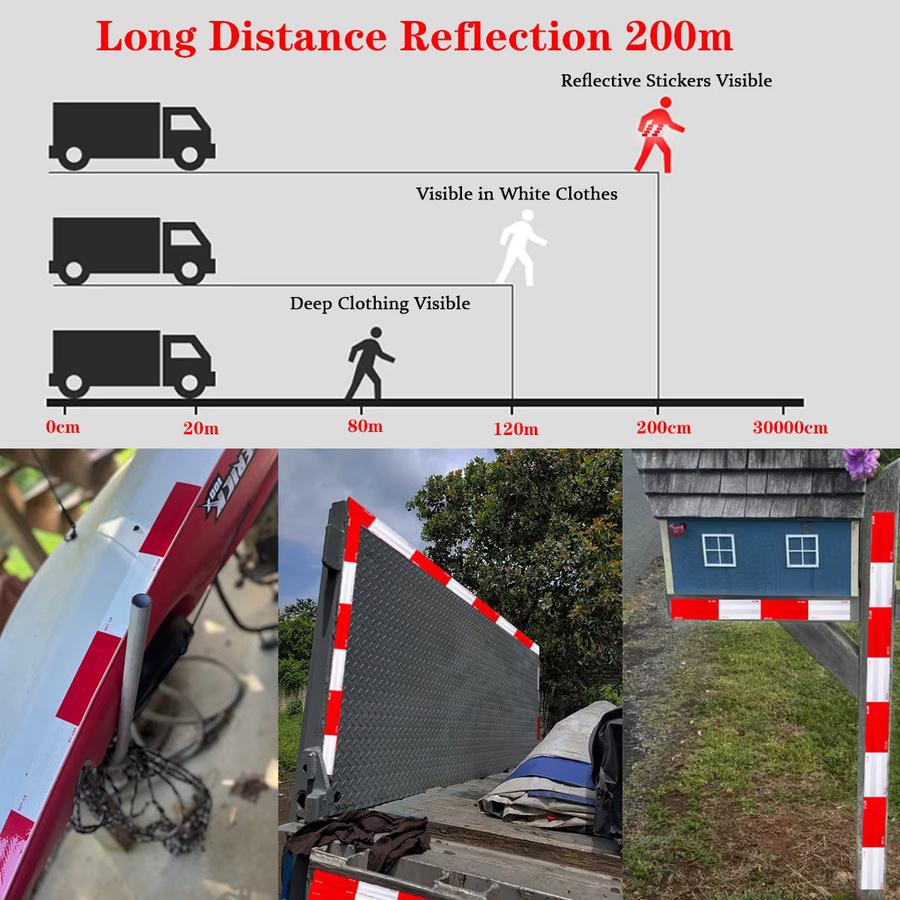 Dot-C2 reflektierendes Klebeband in Rot-Weiß aus PET-Mikroprisma als wasserdichte Sicherheitswarnfolie für LKW - Bild 6