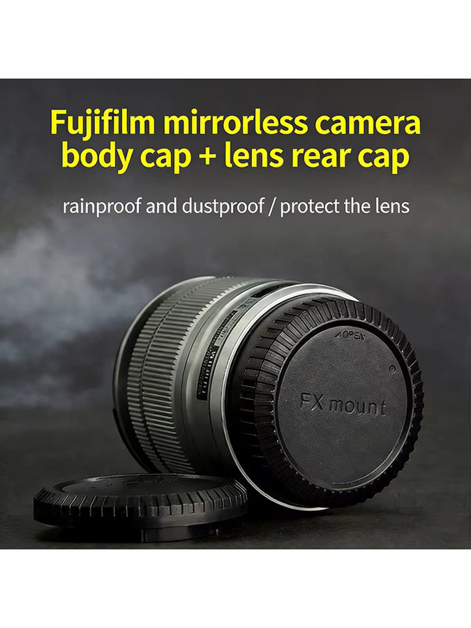 Fujifilm Kamera-Gehäuseabdeckung und Objektivrückdeckel für Fujifilm X Serie in Schwarz - Bild 4