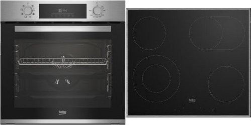 Beko Herdset BBSM12320X in Silber mit Glaskeramikkochfeld und Einbaubackofen aus Edelstahl - Bild 1