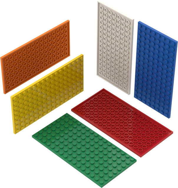 JIAJIALE 10er Set Grundplatten für Bausteine 8x16 Punkte in Rot und Bunt/Mehrfarbig - Bild 1