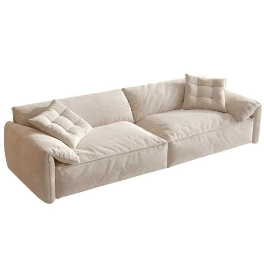 Modernes MDNG Designer Sofa in Beige mit Polsterung und passenden Dekokissen - Bild 2