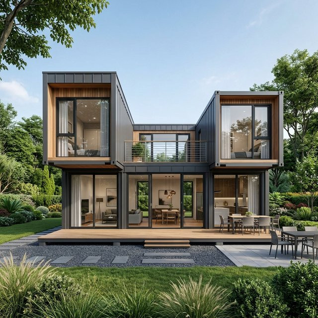 Modernes erweiterbares Containerhaus aus Stahl in Grau mit isolierten Wänden für Camping und mobilen Wohnraum - Bild 1