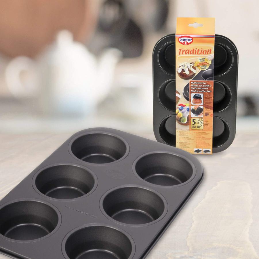 Dr. Oetker Muffinform Tradition, 6er-Loch, Grau, Antihaftbeschichtung, Rund - Bild 2