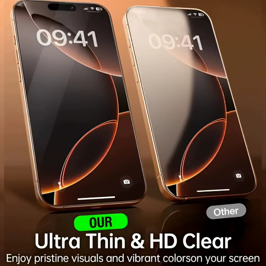 NNBILI 2er-Pack Seidenbildschirmfolie mit schwarzem Rand als hochauflösender Displayschutz für iPhone 17 16 15 14 13 12 11 Pro Max in Schwarz und Transparent - Bild 5