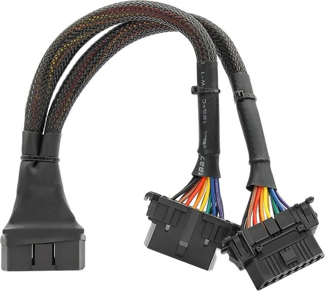 JFIND OBD2 Y-Kabel Konverter von 16-Pin Stecker auf Dual-Buchse in Schwarz - Bild 1