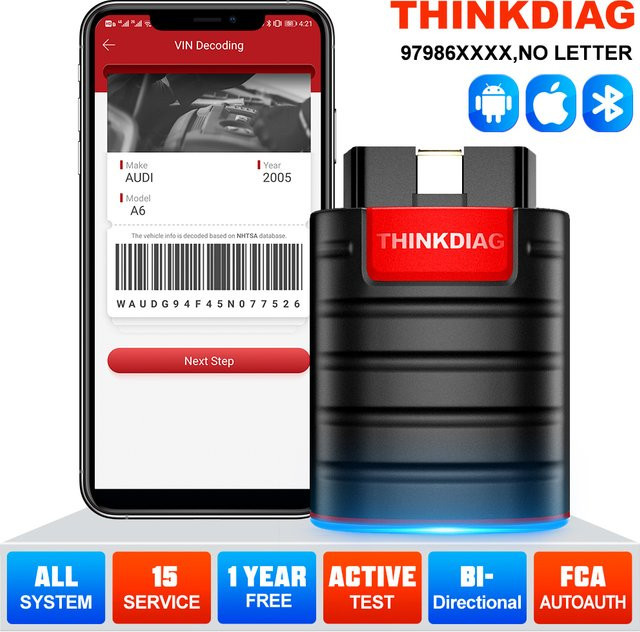 THINKCAR Thinkdiag Allsystem-Kfz-Diagnosegerät mit ECU-Codierung, aktivem Test und 16 Reset-Funktionen, OBD2-Scanner und Codeleser - Bild 1