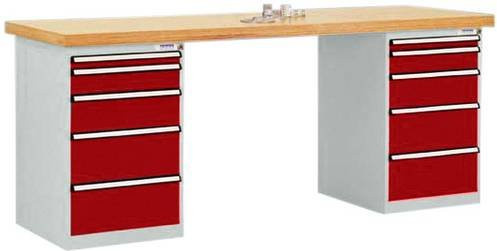 Manuflex Werkbanksystem TP5092.3003 Rubin-Rot aus Stahl, B/T/H: 300 x 200 x 70 cm - Bild 1