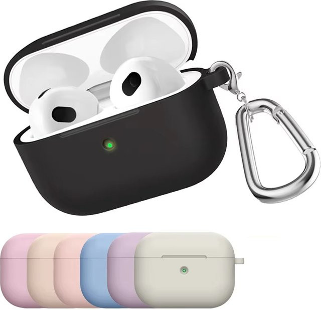 Stoßfeste Silikon Schutzhülle mit Lanyard für Apple AirPods Pro in Grün oder Weiß - Bild 1