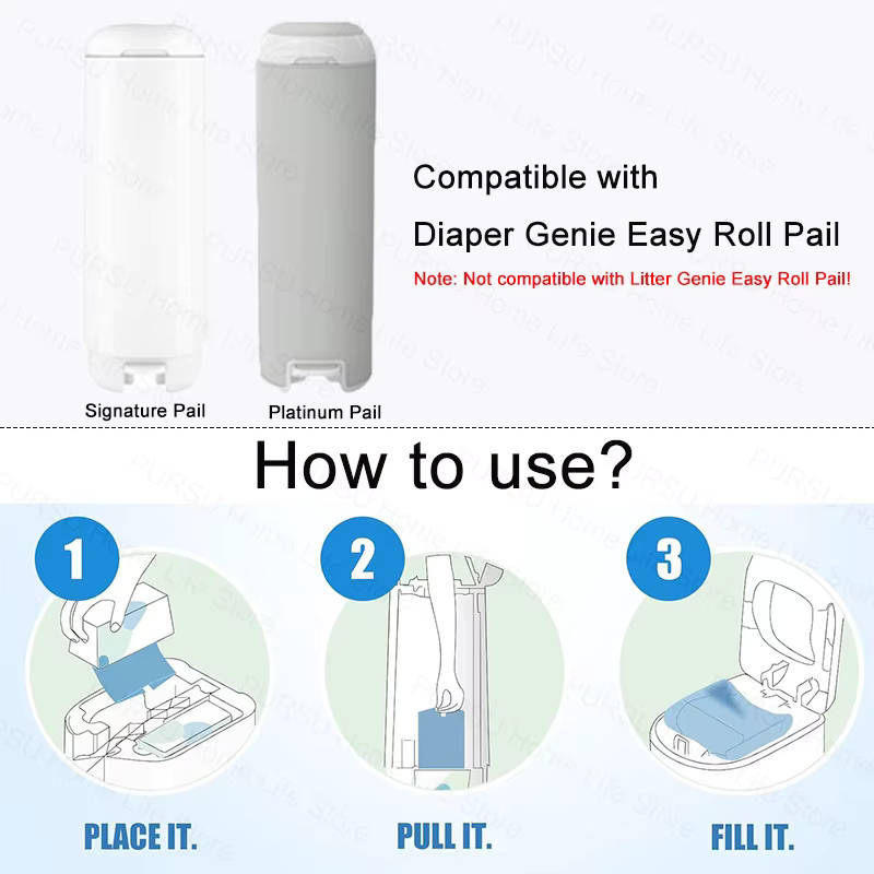 Diaper Genie Nachfüllbeutel für Windel Genie Easy Roll, Signature und Platinum Eimer, Blau, 30 Stück pro Box - Bild 6