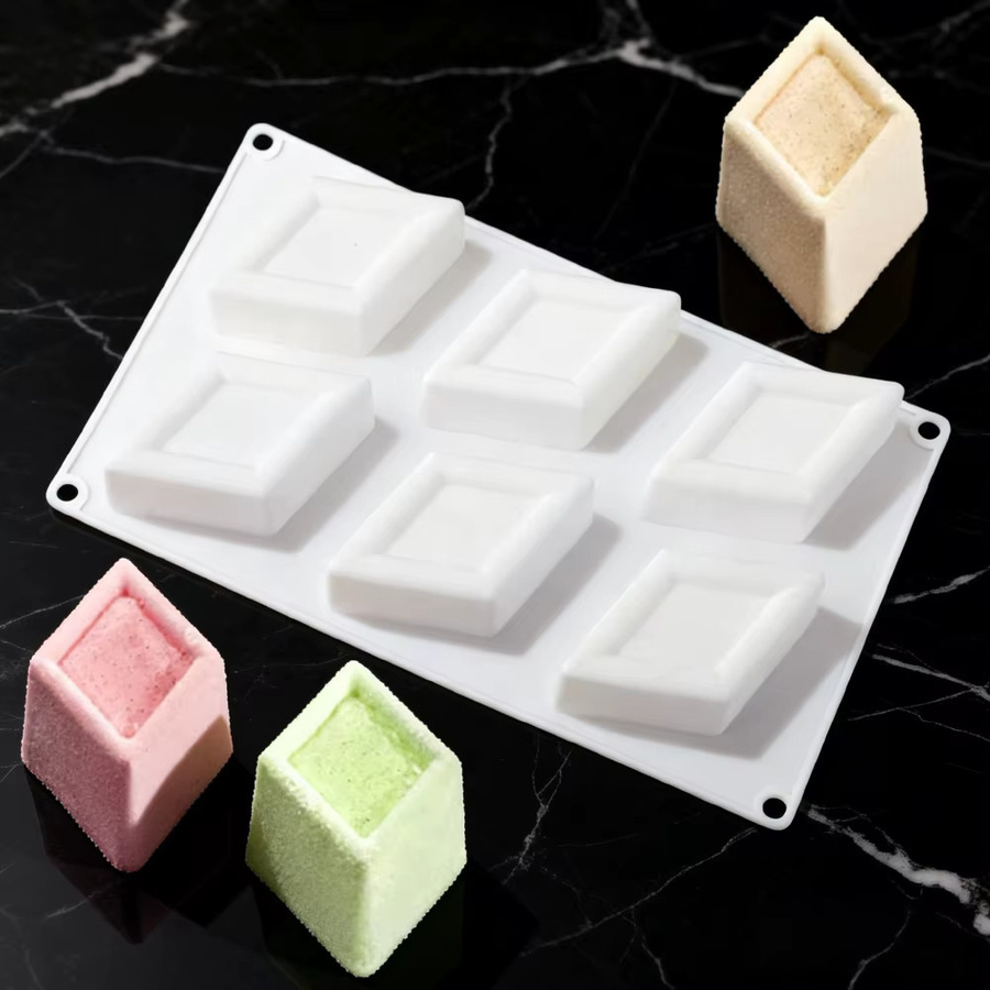 Meibum 6-fach Rhombus-Silikonform für Mousse, Schokolade und Gebäck in Weiß - Bild 5
