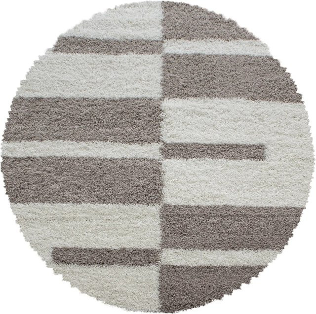 Ayyildiz Hochflorteppich Gala 2505 Beige mit Karomuster, Durchmesser: 120 cm - Bild 1