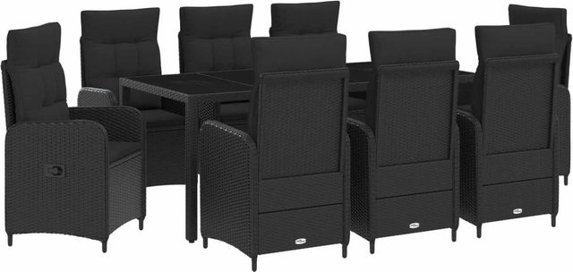 vidaXL Outdoortisch-Set aus Poly-Rattan in Schwarz mit 9 Teilen, B/H/T: 190 x 75 x 90 cm - Bild 1