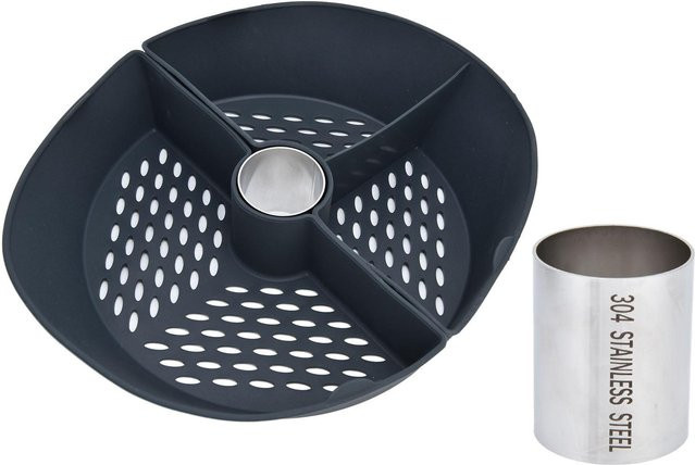 Garraumteiler für Vorwerk Thermomix TM5 TM6 TM31 aus Edelstahl und Silikon in Schwarz, rund - Bild 1
